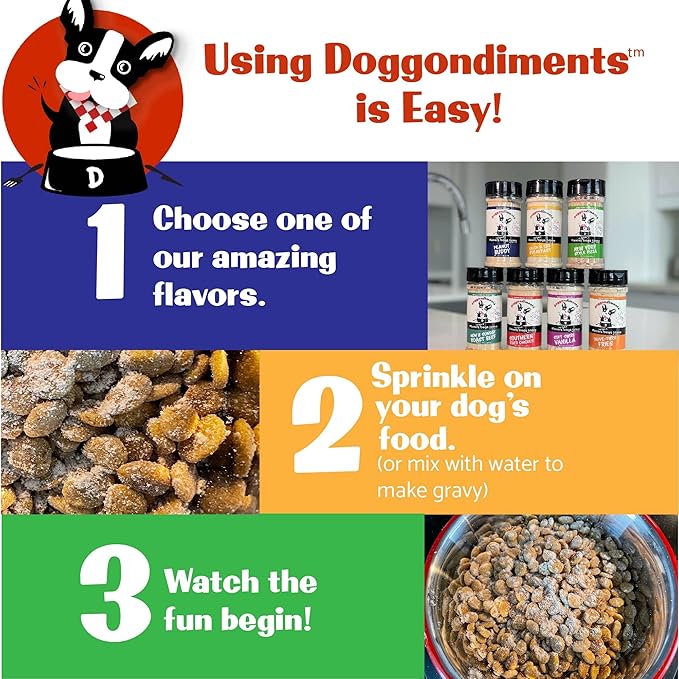Southern Fried Chicken Flavor Dog Food Topper, Fun People Food Flavors, Powder, Dog Condiments for Meals, Dog Food Toppers for Dogs for Small & Large Breeds,
