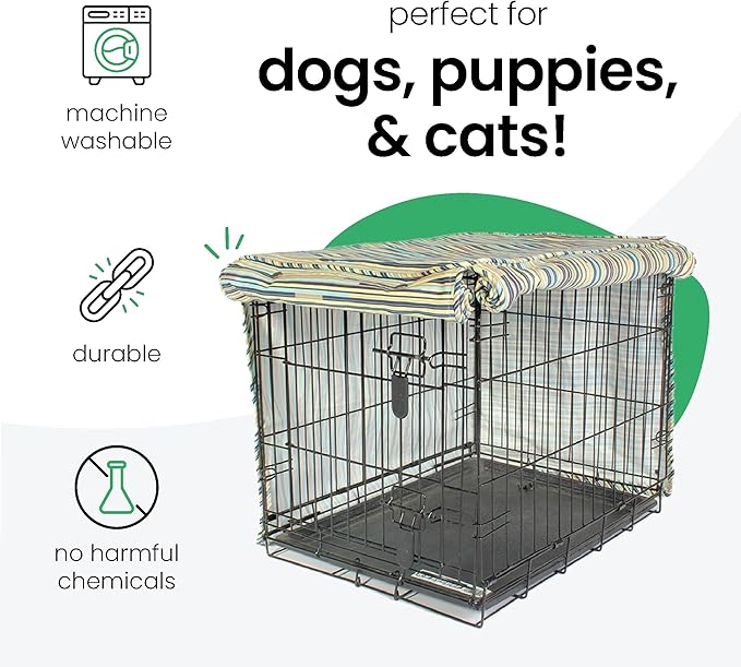 Molly Mutt I Don't Like Mondays Dog Crate Cover, 100% Cotton Canvas Cover with 2 Roll-Up Panels, Ideal for Dog or Cat Crate, Durable, Washable, and Free of Harmful Chemicals, 36" x 23" x 25"