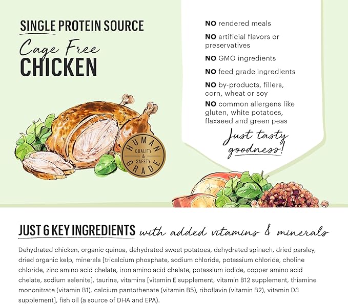 The Honest Kitchen Dehydrated Limited Ingredient Chicken Dog Food, Chicken & Quinoa, 10 Pound (Pack of 1)