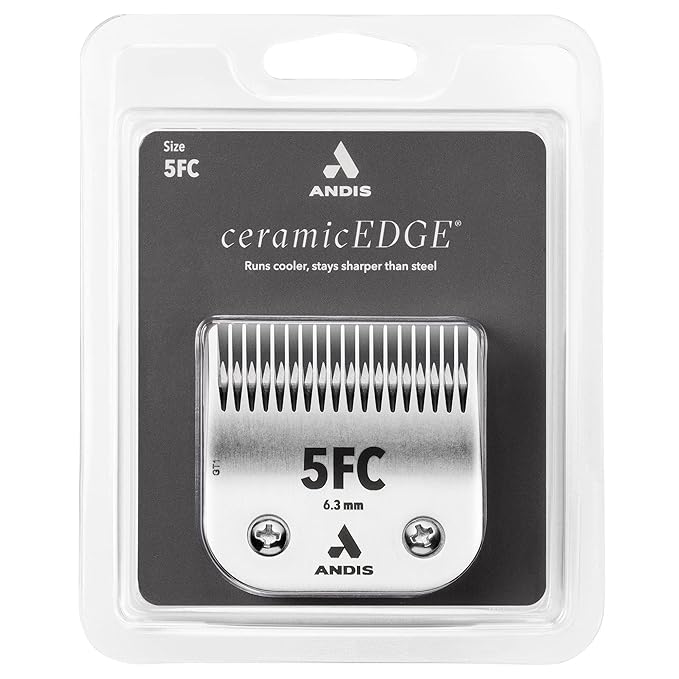 Andis CeramicEdge Carbon-Infused Steel Pet Clipper Blade, Size-5FC, 1/4-Inch Cut Length (72635),Silver