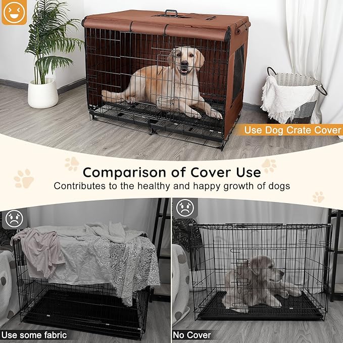 Dog Crate Cover 30 Inch Thickened Dog Kennel Cover Windproof Puppy Cage Cover with Mesh Windows on Both Sides Portable Crate Covers for Dogs Cages Fit for Indoor/Outdoor Use