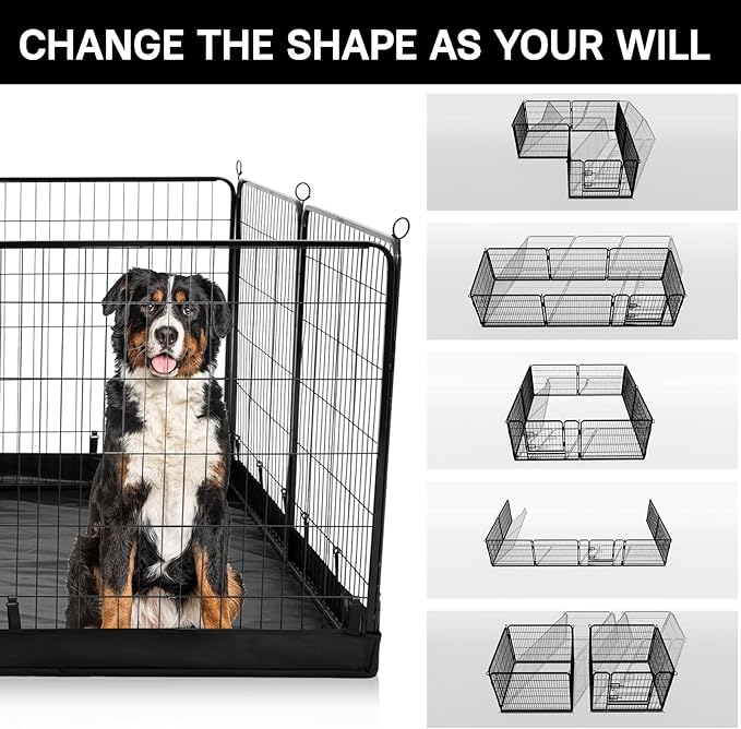 PJYuCien Dog Playpen Plus Storage Bag,32" H 8 Panels Puppy Pen with Square Bottom,Heavy Duty Dog Fence for Puppies/Small Dogs