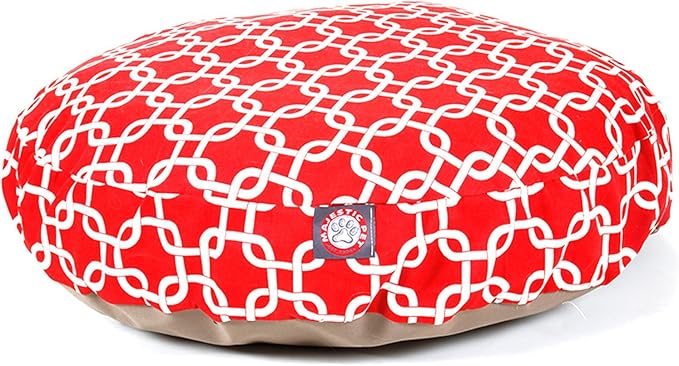 Navy Blue Links Large Round Indoor Outdoor Pet Dog Bed With Removable Washable Cover By Majestic Pet Products