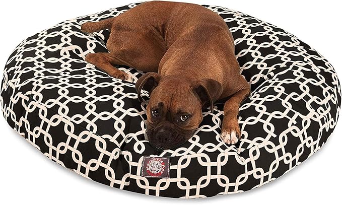 Black Links Large Round Indoor Outdoor Pet Dog Bed With Removable Washable Cover By Majestic Pet Products