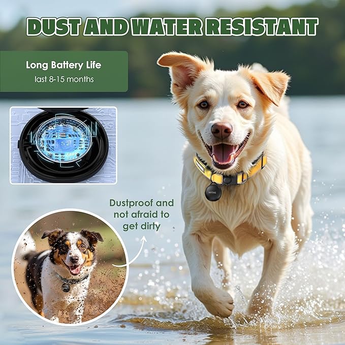 Dog Collar with Tracker GPS - Unlimited Range/Tracking Device/Lost Mode for Dogs Adjustable Size Smart Collar Set - Works with Apple Find My (iOS only)