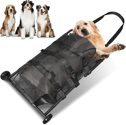 Pet Transport Stretcher Max Loading 250lbs Large Dog Stretcher with Noiseless Wheels, 45 x 22 Inch Animal Transport Stretcher Emergency Carry Stretcher for Large Dog