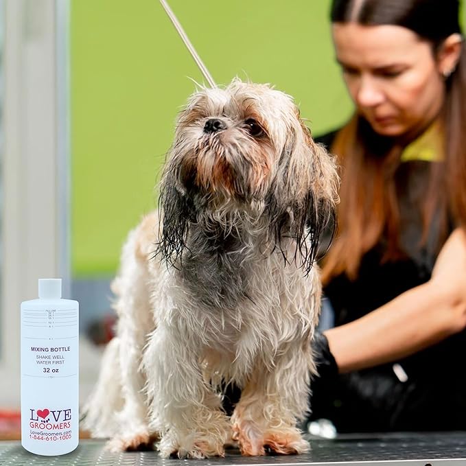 GROOMER ESSENTALS 32oz Dilution Bottles - Set of 4 - Professional Dog Grooming Mixing Bottles for Shampoo, Conditioner, and Solutions