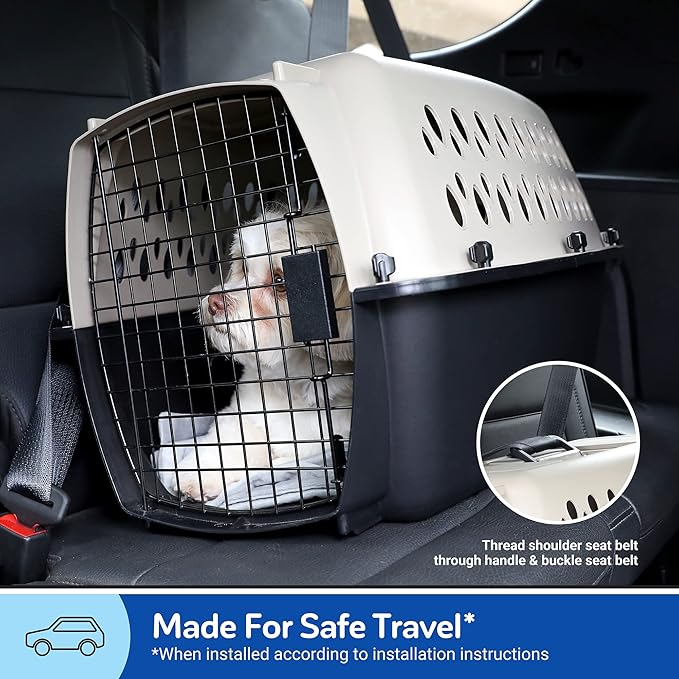 Petmate Vari Dog Kennel 19", Taupe & Black, Portable Dog Crate for Pets up to 10lbs, Made in USA