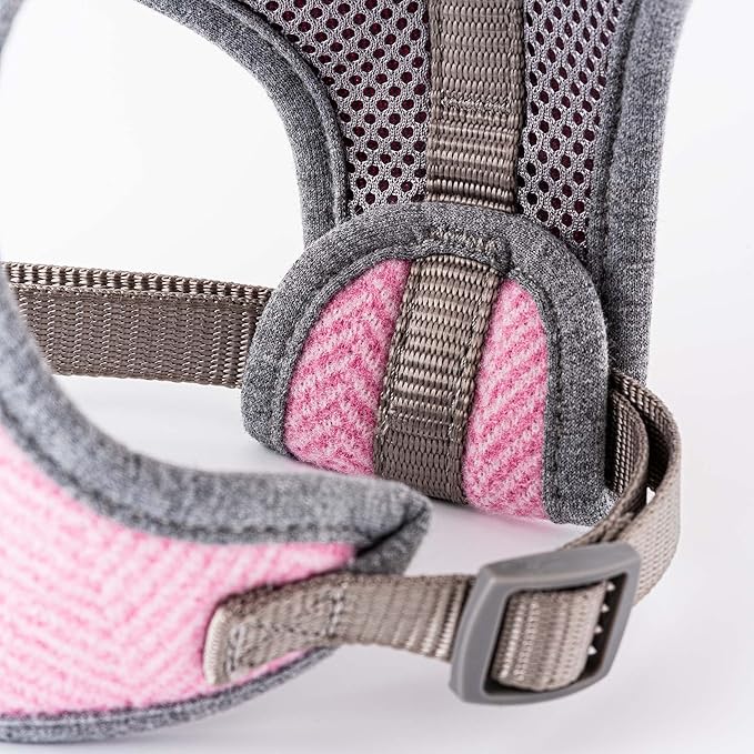 HUGO & HUDSON Dog Harness, No-Pull Anti Choke Tweed Harness Vest, Pink Herringbone, XS