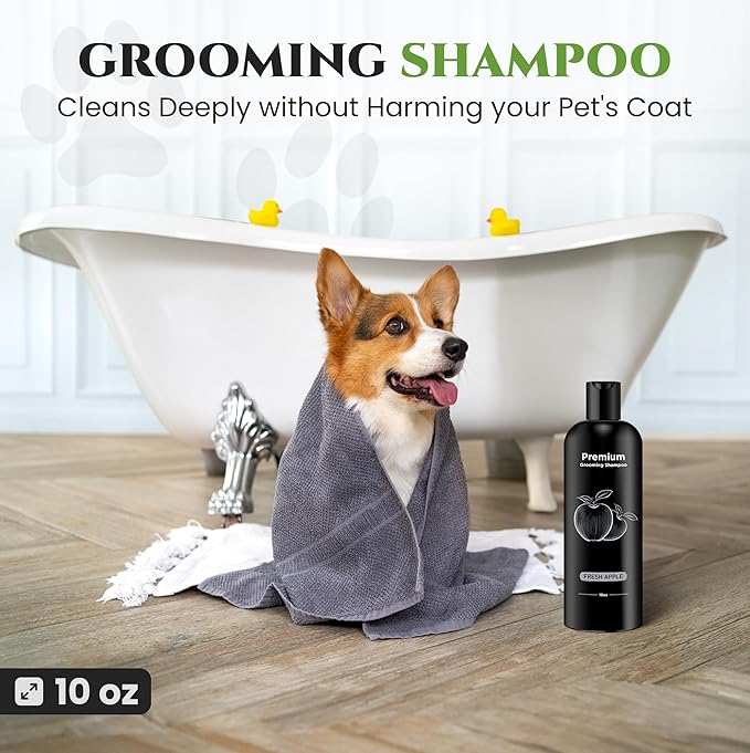 605Products - Fresh Apple Dog Shampoo for Itchy and Sensitive Skin, Puppy Shampoo and Odor Eliminator for Smelly Dogs and Puppies, Natural Pet Shampoo and Deodorizer - Dog Bath Supplies (Fresh Apple)
