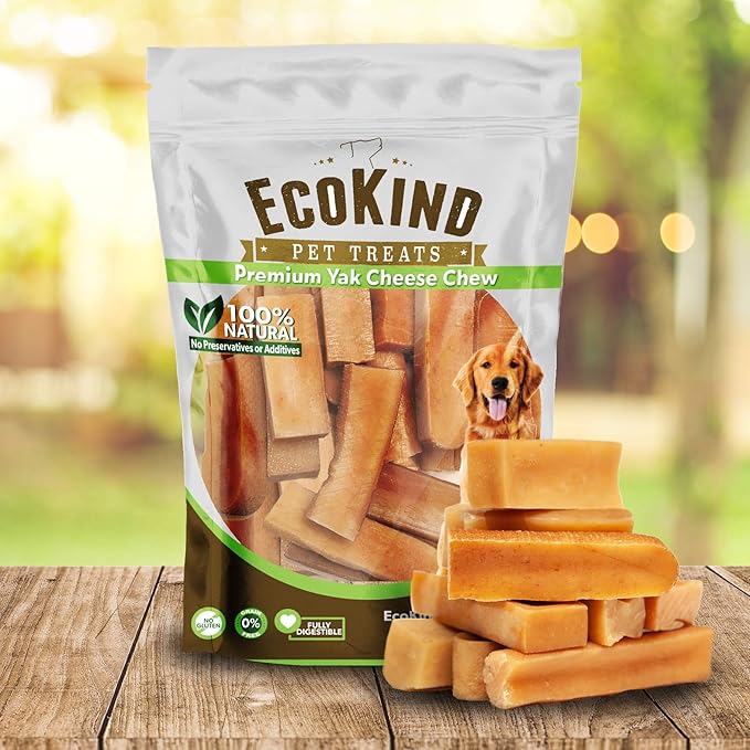 EcoKind Premium Gold Yak Cheese Himalayan Dog Chews, Healthy Dog Treats, Yak Chews for Small Dogs, All Natural, Long Lasting Dog Chew for Aggressive Chewers, High Protein Puppy Treat, Small - 16 Chews