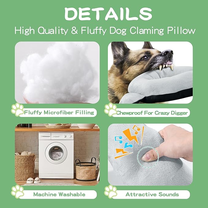 HOMBYS Chewproof Dog Claming Pillow, Indestructible Curl Up Question Mark Pillow for Small Large & Medium Dogs, Washable Dog Bed Pillow Cozy Dog Body Pillow, L (27.3"x15.6")
