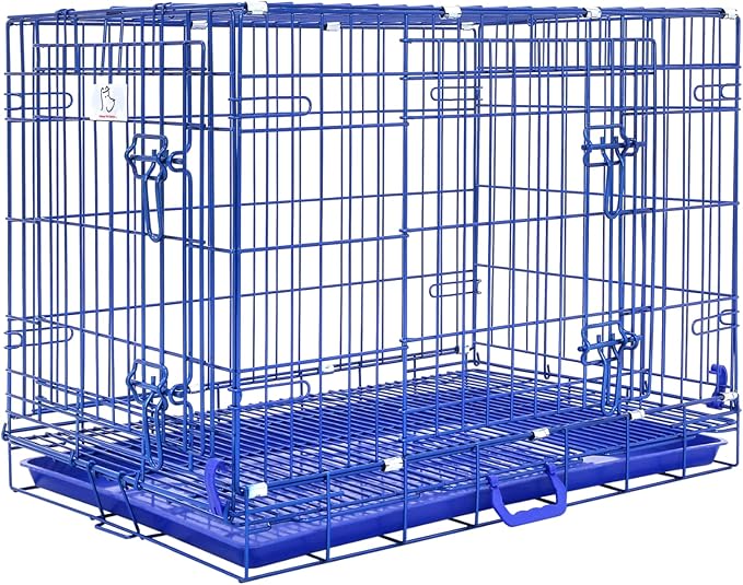 Homey Pet Dog Crates for Medium Dogs, 30 Inch Dog Cage for Small Dogs, Foldable Nano-Coating Metal Wire Small Dog Kennel Indoor with Removable Grid Tray, Double Doors, PINK30+BLUE30+GREEN30 Bundle