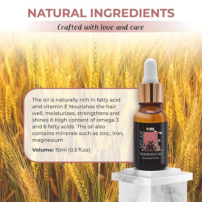 Petex Premium Pet Fragrance Oil | Ultra Premium Natural Pet Care with Dead Sea Minerals | Dog Perfume Fragrance Oil Long Lasting Scent | Natural Pet Cologne - Suitable for Dogs and Cats (Milan)