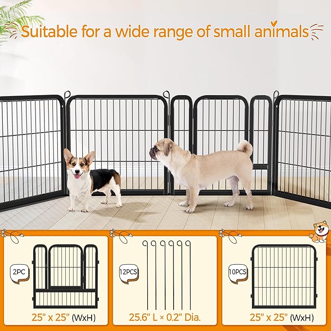 Yaheetech Dog Playpen Outdoor, 24 inch 24 Panels Dog Pen Indoor Heavy Duty Puppy Exercise Pen Metal Pet Fence for RV Camping/Yard/Garden