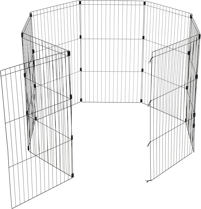 IRIS USA Metal Dog Playpen, 8-Panel 42" Pet Playpen, Puppy Playpen, Indoor/Outdoor Dog Fence, 58 x 58 x 42, Foldable, Customizable, Black