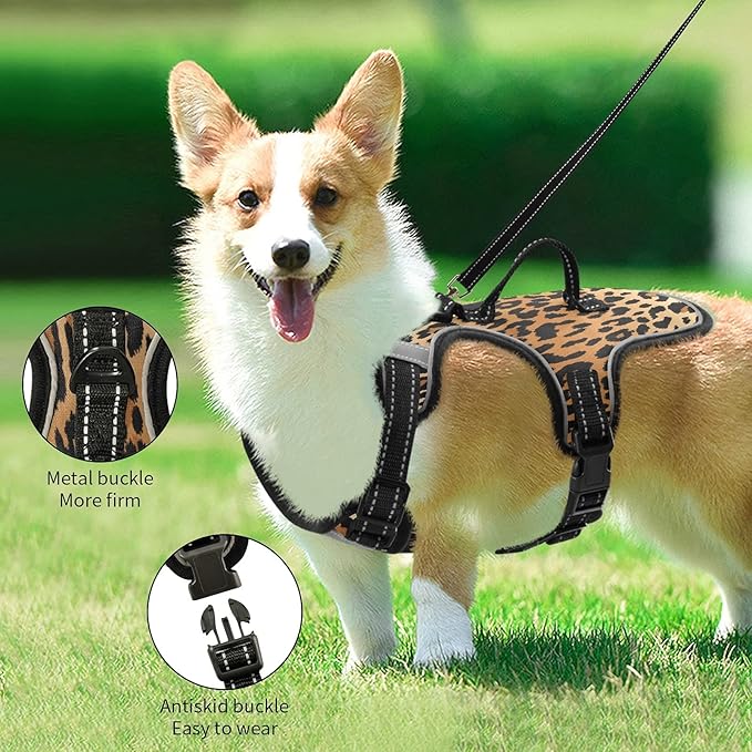 Cat Harness and Leash Set,Escape Proof Safe Cat Vest Harness,Reflective Adjustable Soft Mesh Breathable Harness,Easy Control for Small, Medium, Large Cats-Fashion Colorful Leopard Animal Print