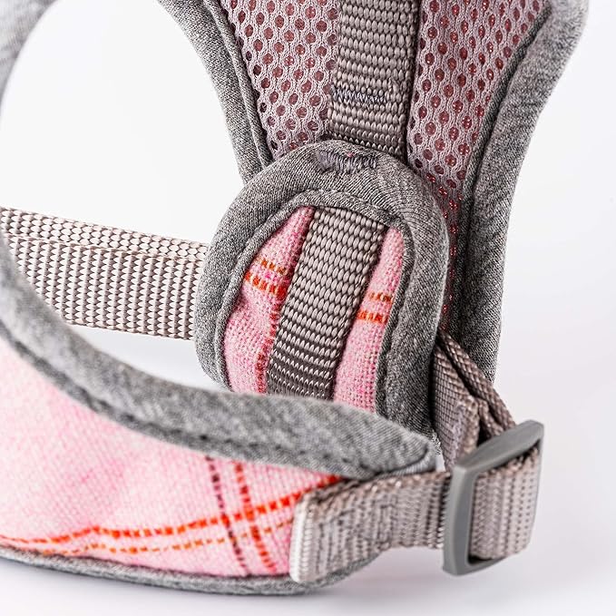 HUGO & HUDSON Dog Harness, No-Pull Anti Choke Tweed Harness Vest, Pink Checkered, M