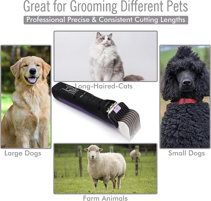 Professional A5 Style Animal Clipper Stainless Steel Color-Coded Snap-on Attachment Guard Guide Comb, 1/8"-1" Compatible with Wahl KM Series Oster A5 Andis Detachable Blade Pet Groomers (#8 - 1")