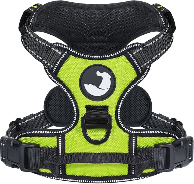 Joytale No Pull Dog Harness for Large Dogs, Reflective Pet Vest with Front Clip, Adjustable Soft Padded Harnesses with Easy Control Handle for Training and Walking, Green, L