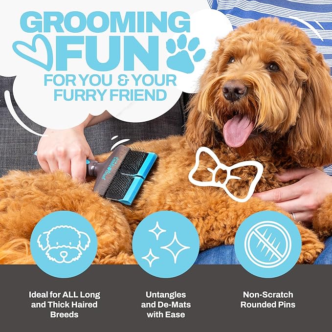 Slicker and Detangling Dog Brush for Cockapoo, Goldendoodle, Poodle, Long Haired Dogs (Double Head)