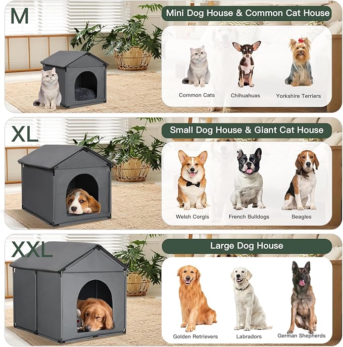 Mini Dog House Soft Indoor with Internal Size 16x14x12in for Chihuahuas, Common-Sized Cat House, Mini Pet House with Soft Cushion, Oxford Fabric, 18x16x18in, Gray