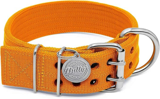Pit Bull Collar, Dog Collar for Large Dogs, Heavy Duty Nylon, Stainless Steel Hardware (Medium, Orange Juice)