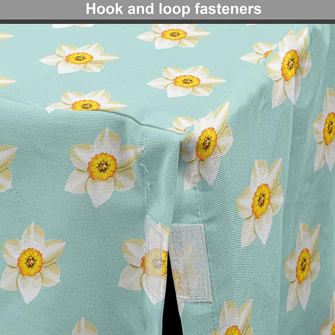 Lunarable Daffodil Dog Crate Cover, Pastel Nature Pattern with Spring Field Theme Narcissus Flower Heads, Easy to Use Pet Kennel Cover for Small Dogs Puppies Kittens, 18 Inch, Seafoam Cream Yellow