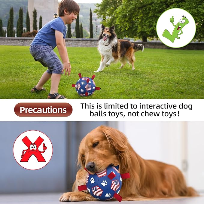 QDAN Dog Toys Soccer Ball with Straps - Durable Dog Balls for Small Medium Dogs, Beach Pool Dog Water Toy, Dog Tug Toys for Tug of War, Puppy Dog Birthday Gifts (6 Inch)