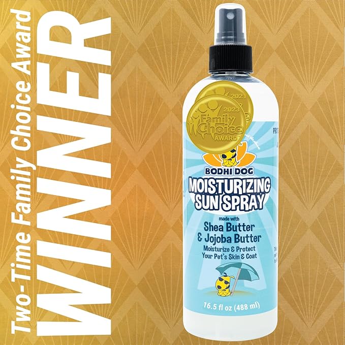 Bodhi Dog Sunscreen Moisturizing Pet Sun Spray - Safe for Dogs, Cats & Horses - Natural Protection for Skin, Coat, Nose, Ears - Hydrating & Non-Toxic - Made in USA (16.5 Fl Oz)