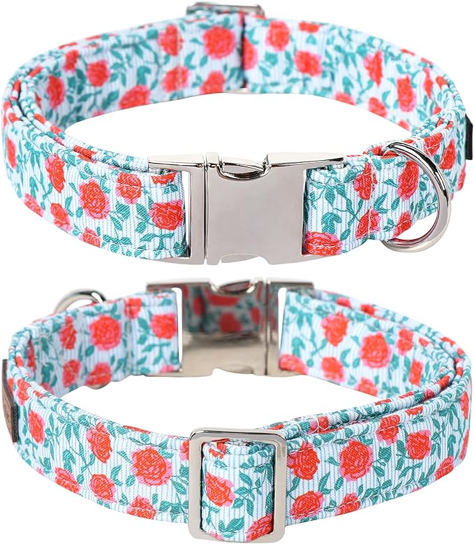 Lionet Paws Dog Collar, Comfortable Adjustable Cute Collar with Metal Buckle for Male Female Dogs Gift, Rose, XLarge, Neck 16-26 inches