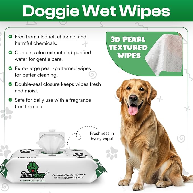 Puppy Essentials Kit | Dog Wipes for Cleaning & Deodorizing | Paw & Nose Balm | Teeth Cleaning Wipes | Poop Bags | Dog Grooming Supplies for in Between Baths