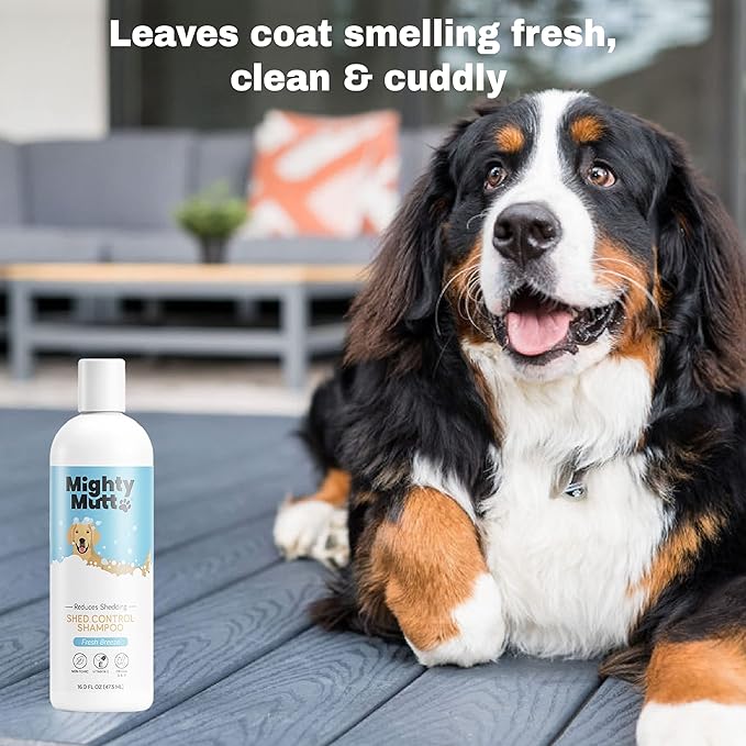 Mighty Mutt Shed Control Shampoo – Deshedding Dog Shampoo | Fresh Scent | Softens & Nourishes Coat | Reduces Shedding | Hypoallergenic, Anti-itch Dog Shampoo Shedding Control – Fresh Breeze | 16 fl oz