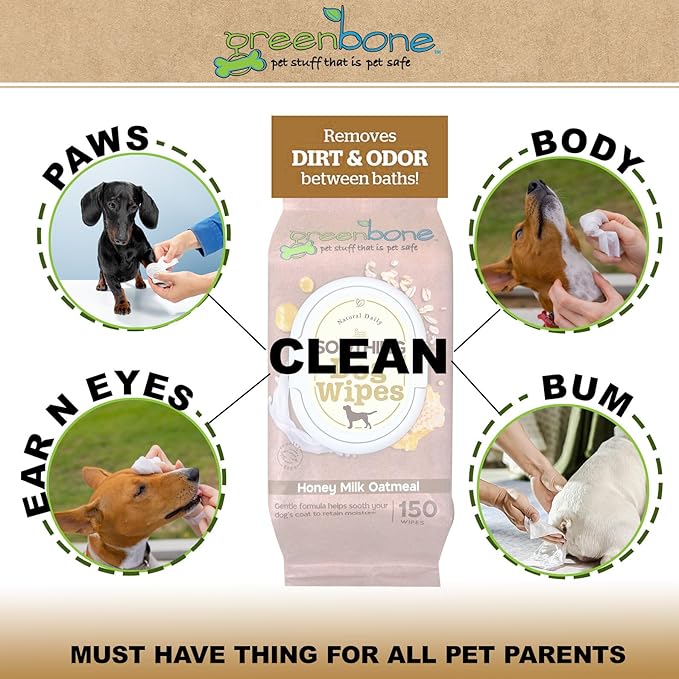 Soothing Dog Wipes - Honey Milk & Oatmeal -150 Wipes