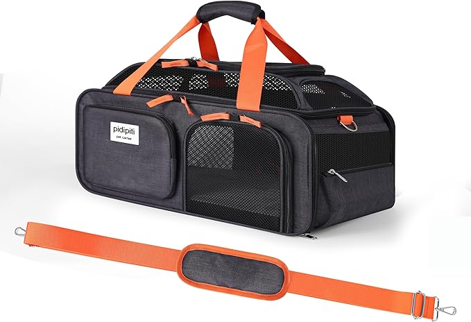 19x13x9 TSA Approved top Expandable pet Carrier for Small Dog Under 13 lbs,Medium cat Under 15 lbs,for Southwest Allegiant Spirit and Other Airlines only Have 9'' or 9.5'' Height Space