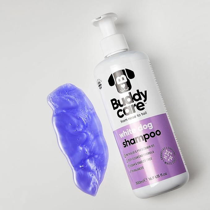 White Dog Shampoo by Buddycare | Brightening and Whitening Shampoo for Dogs | Deep Cleansing, Fresh Scented | with Aloe Vera and Pro Vitamin B5 (50.72oz)