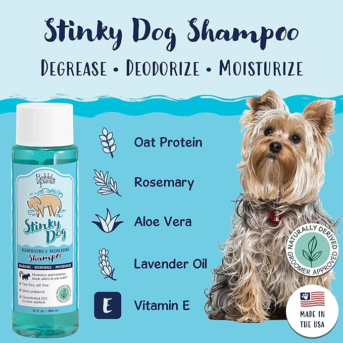 Bobbi Panter Heavy Duty Deodorizing Dog Shampoo for Degreasing & Moisturizing - Natural Ingredients, Tear-Free, pH-Balanced, 20:1 Concentrated Formula, Fresh & Clean Scent, 13 oz. (Case of 12)