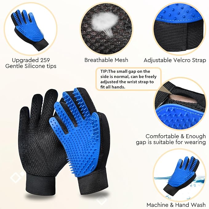 Pet Grooming Glove Brush,Self-Cleaning Slicker Pet Brush for Short and Long Haired pats,Dog Bath Brush for Shedding and Grooming,Removes Loose Hair and Tangles,Promote Circulation