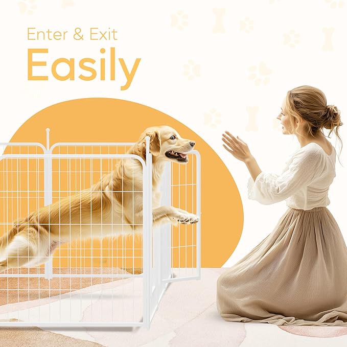 HealSmart Dog Playpen Indoor, Puppy Playpen Indoor for Yard, Camping, 32" Height 16 Panels Heavy Duty Dog Pen for Small/Medium Dogs, White