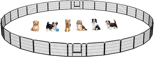 Yaheetech Dog Playpen Outdoor, 24 inch 32 Panels Dog Pen Indoor Heavy Duty Puppy Exercise Pen Metal Pet Fence for RV Camping/Yard/Garden