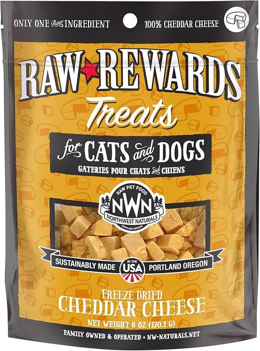 Northwest Naturals Raw Rewards Freeze-Dried Cheddar Cheese Treats for Dogs and Cats - Bite-Sized Pieces - Healthy, 1 Ingredient, Human Grade Pet Food, All Natural - 6 Oz