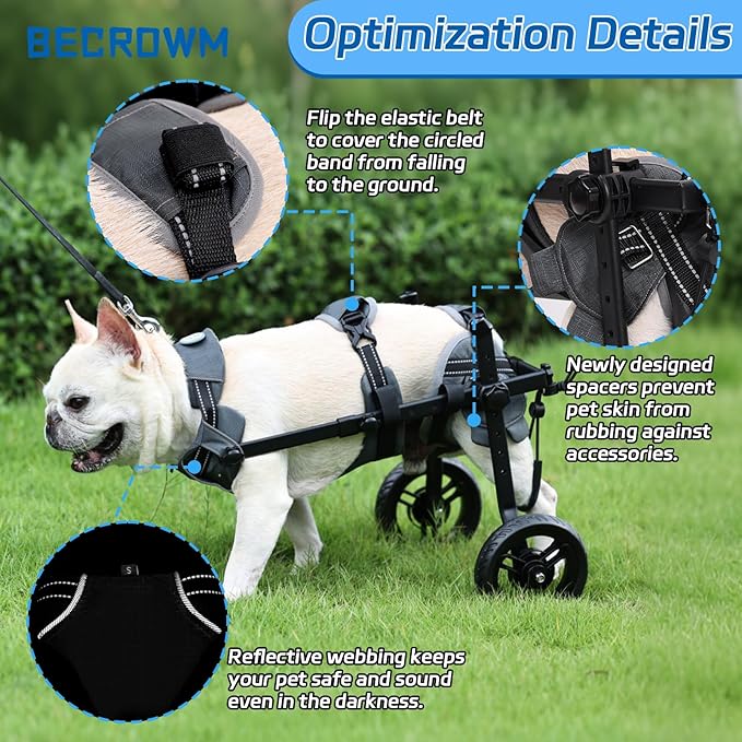 Small Dog Wheelchair for Back Legs, Lightweight Dog&Cat&Pets Wheelchair Cart with Disabled Hind Legs Walking, Adjustable Doggy Wheelchair Cart with Wheels for Back Legs