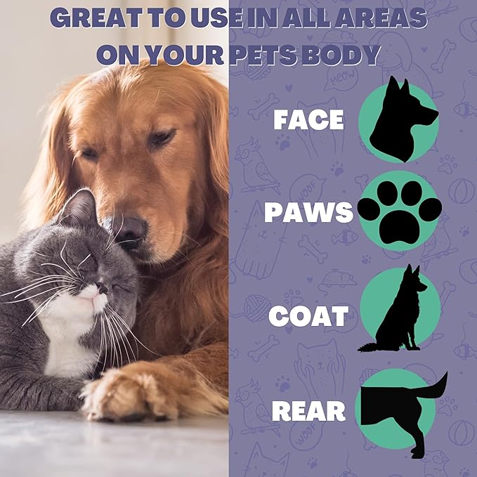 FurryFriends Pet Wipes | Lavender Chamomile Scented | Hypo-allergenic | Alcohol Free| Deodorizing | Removes Loose Hair & Dirt | Incredibly Clean | 8 Pack