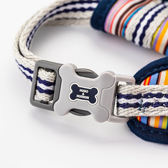 HUGO & HUDSON Dog Harness No-Pull Anti Choke Adjustable Padded Pet Vest, Multi-Color Striped, M