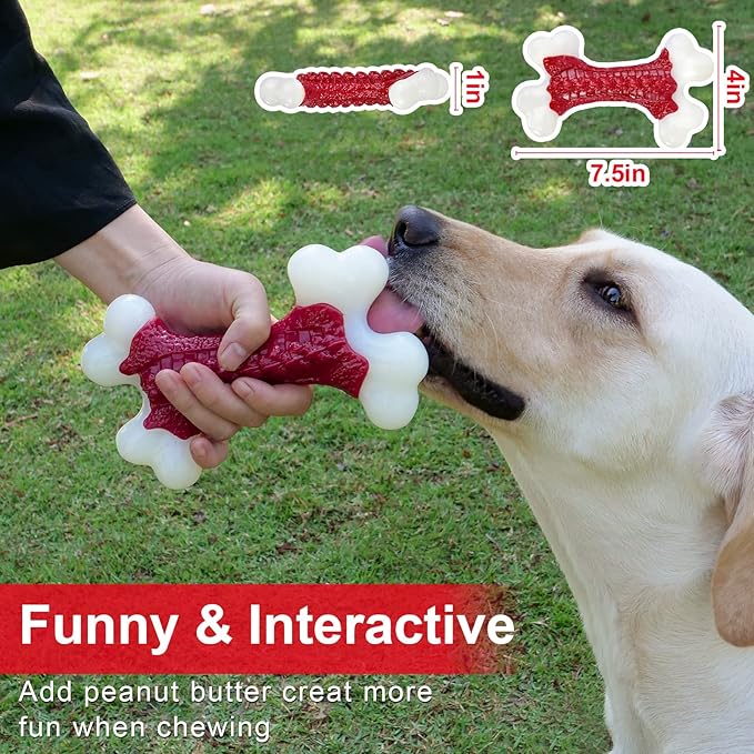 Tough Dog Toys, Dog Toys for Aggressive Chewers Large Breed, Aggressive Chew Toys for Large Dogs, Dog Bone Chew Toy Nylon Dog Toys for Large Dogs Extreme Chew Toys Indestructible