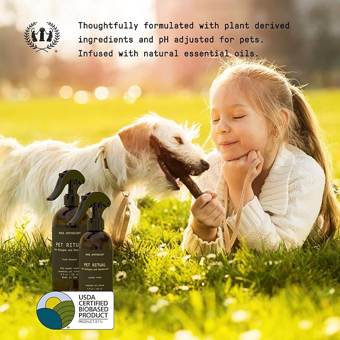Muse Apothecary Pet Ritual Pet Cologne Spray for Dogs - Dog Perfume Spray Long Lasting After Bath - Pet Perfume for Dogs - Essential Oils Infused - 4oz, Fresh Bouquet