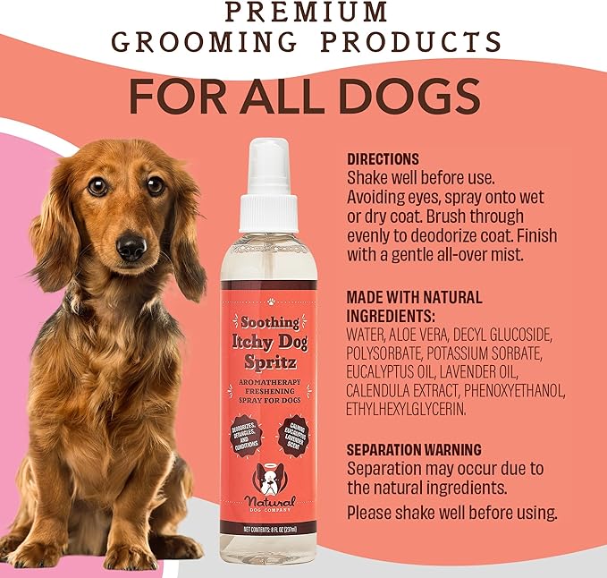 Natural Dog Company Itchy Dog Spritz - Long Lasting Dog Perfume, 8 Oz Bottle
