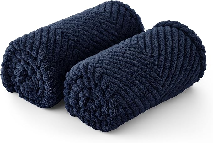 Bedsure 1 Pack 2 Dog Blankets for Small Dogs - 2pcs Washable Soft Fluffy Puppy Blanket with Premium 300GSM Coral Fleece, Cozy Cat Blankets for Indoor Cats, Fuzzy Pet Blanket for Kitten Doggy, Navy