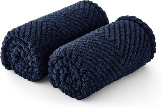 Bedsure 1 Pack 2 Dog Blankets for Small Dogs - 2pcs Washable Soft Fluffy Puppy Blanket with Premium 300GSM Coral Fleece, Cozy Cat Blankets for Indoor Cats, Fuzzy Pet Blanket for Kitten Doggy, Navy