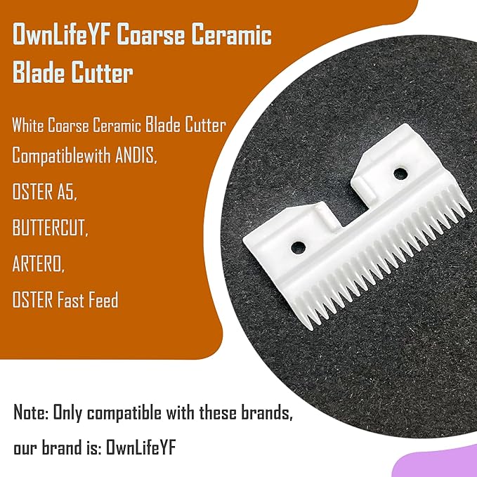 3PCS Ceramic Coarse Pet Replacement Blade Cutter Compatible with Andis 64440, Compatible with Oster A5, Compatible with Walh KM Series Clippers, 22 Teeth